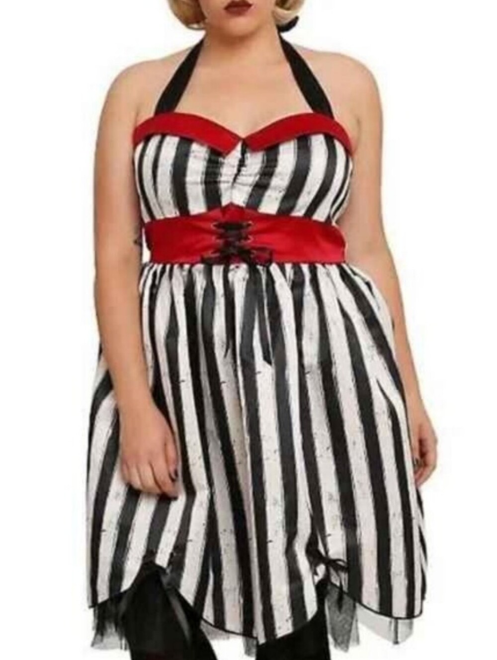New! 3x [Hot Topic x American Horror Story] AHS Striped Halter Dress RARE! HTF! - Picture 3 of 16